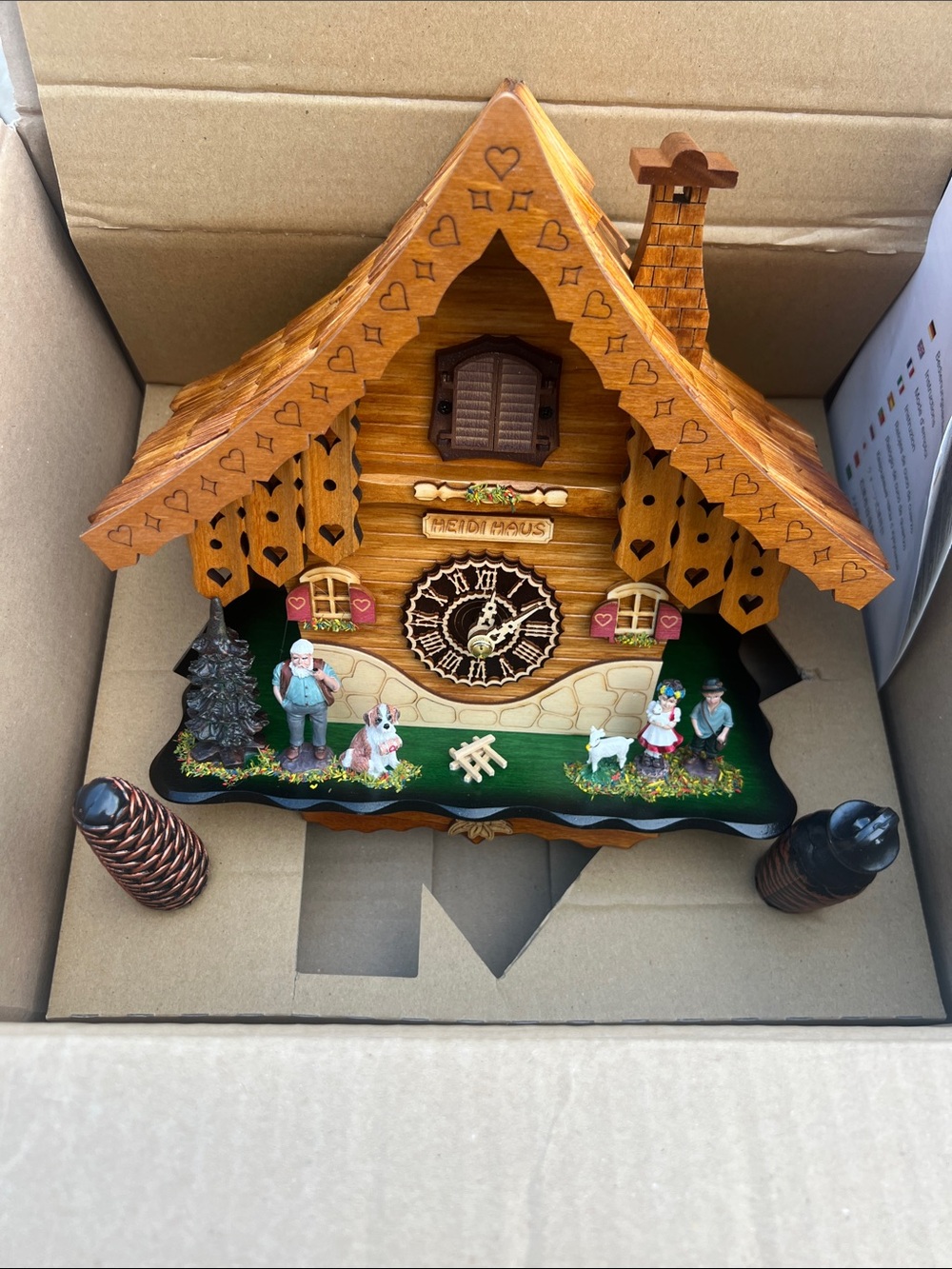 Cuckoo Clock Heidi Cabin with Pitched Roof - Quartz Chalet New Never Used